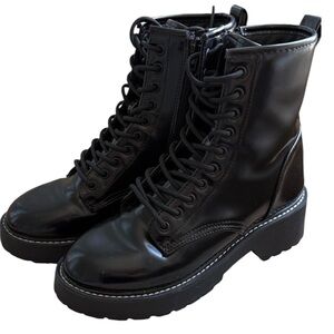 Madden Girl Black Patent Leather Combat Boots Goth Whimsigoth Y2K Women’s 7